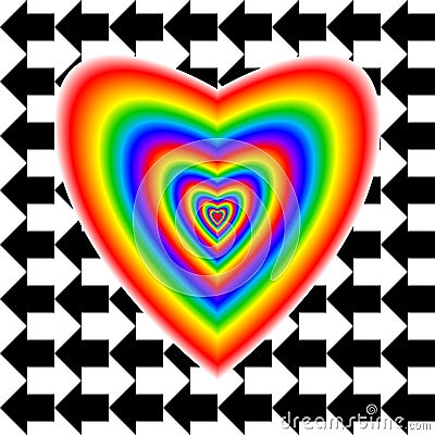 Big heart in rainbow colors and arrows Vector Illustration