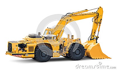 Big heavy excavator isolated on white background Stock Photo