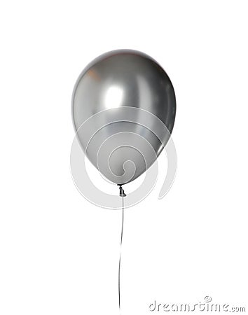 Big helium inflatable latex clear silver balloon for decorations on birthday wedding corporative party isolated on white Stock Photo
