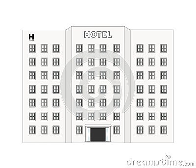 Big hotel flat draw Vector Illustration