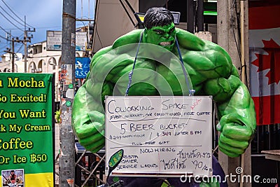 A big Hulk statue was used for promotion work Editorial Stock Photo