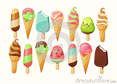 Big Ice cream collection. Vector Illustration