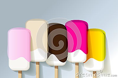 Big ice cream lolly strawberry raspberry pink jelly a grey background vector banner. Vector Illustration