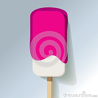 Big ice lolly icecream white pink jelly on a grey background vector. Vector Illustration