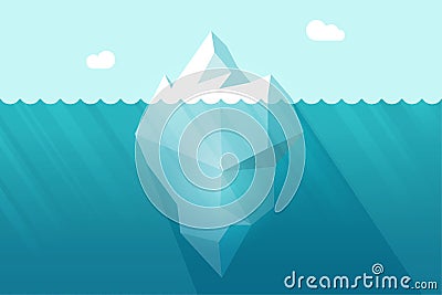 Big iceberg floating on water waves with underwater part vector illustration Vector Illustration