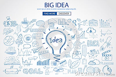 Big Idea concept with Doodle design style Vector Illustration