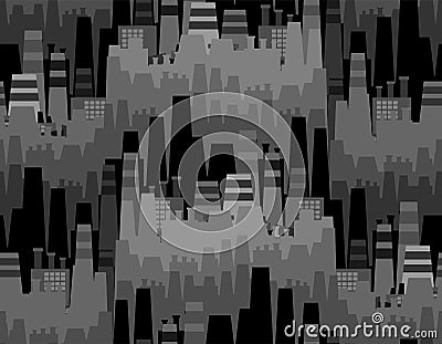 Big industrial factory pattern seamless. Large works pollution background. manufactured texture Vector Illustration