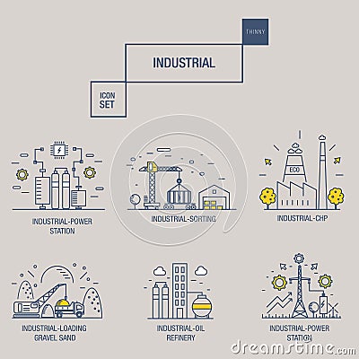 Big industrial icon set with design elements gas, olive, clean, Stock Photo