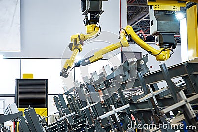 Big industrial welding robotic system Stock Photo