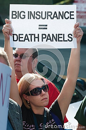 Big Insurance = Death Panels Editorial Stock Photo