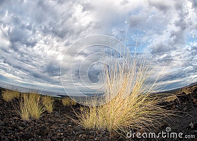 Big island hawaii lava and sea Stock Photo