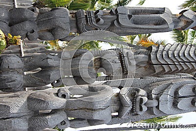 Big Island Hawaii Tiki Statues Stock Photo