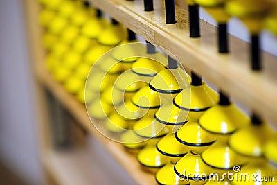 Big japanese abacus. Education, school arithmetic, calculating thinking and early development Stock Photo