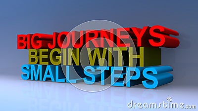 Big journeys begin with small steps on blue Stock Photo