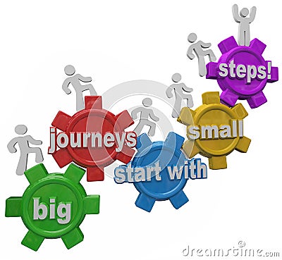 Big Journeys Start With Small Steps People Marching Up Climbing Stock Photo