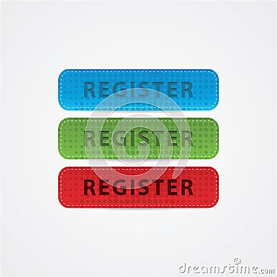 Big leather register button for your website. Stock Photo