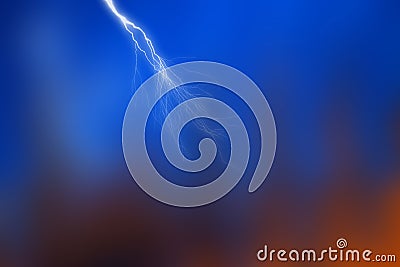 Big lightning on the sky. Dramatic nature force background Stock Photo