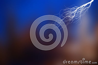 Big lightning on the sky. Dramatic nature force background Stock Photo