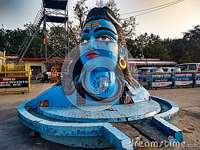 Big Lord Shiv statue during the evening time in Haridwar India, Lord Shiva the god of hindu religion Editorial Stock Photo