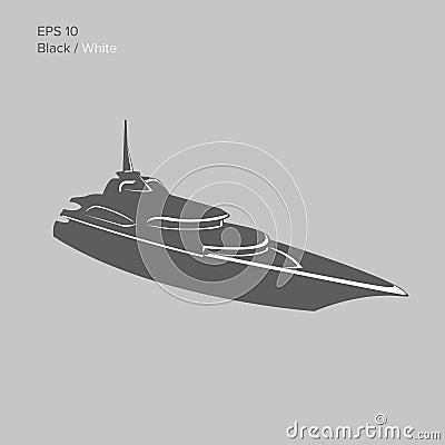 Big and luxury yacht vector illustration. Black and transparent private ship isolated vector. Exclusive vessel Vector Illustration