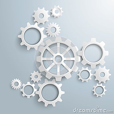 Big Machine White Gears Centre Vector Illustration