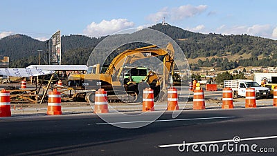 Machinery in a highway Editorial Stock Photo
