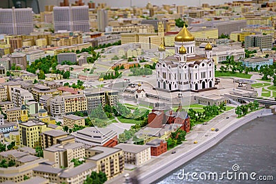 Big maket of the city view to church Stock Photo