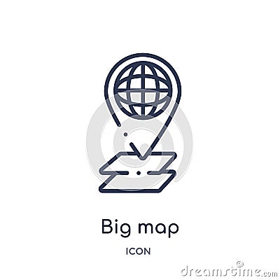 big map placeholder icon from ultimate glyphicons outline collection. Thin line big map placeholder icon isolated on white Vector Illustration