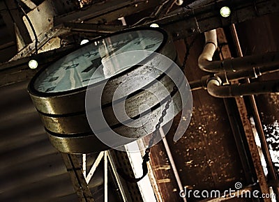 Big market clock under the roof of Marche provencal town market Stock Photo