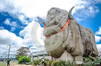 The Big Merino is a 15.2 metres tall concrete merino ram statue, standing as monument to local wool industry. Editorial Stock Photo