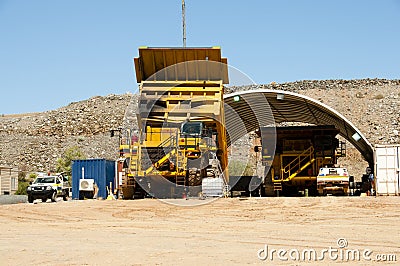 Mining Dump Truck Maintenance Stock Photo