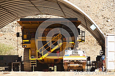 Mining Dump Truck Maintenance Stock Photo