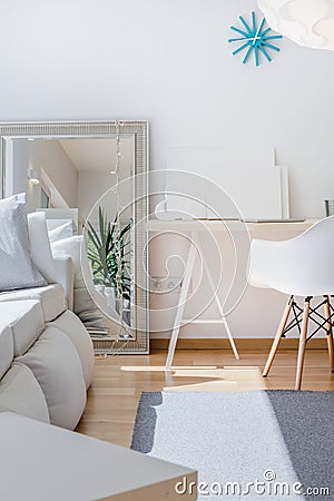 Big mirror in room Stock Photo