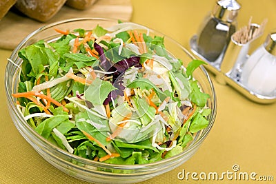 Big mixed salad with lettuce,carrot,cabbage Stock Photo
