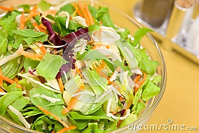 Big mixed salad with lettuce,carrot,cabbage Stock Photo