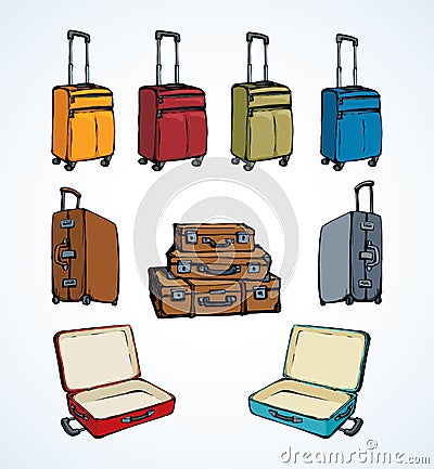 Suitcase. Vector drawing icon sign Vector Illustration