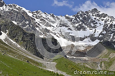 Big mountain places inundated with snow Stock Photo