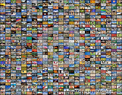 Big multimedia video and image wall Stock Photo