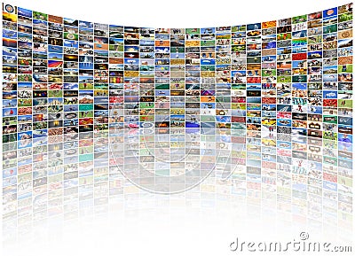 Big multimedia video and image wall Stock Photo