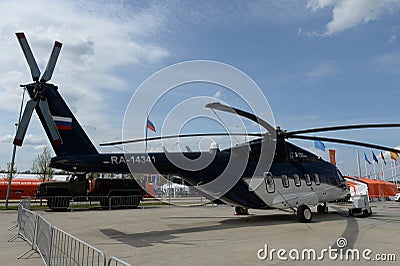 Medium multipurpose helicopter Mi-38 in the Military-patriotic Park of culture and recreation `Patriot`. Kubinka. Editorial Stock Photo