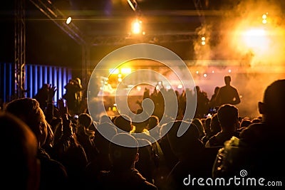 Big music festival party, view of the stage Editorial Stock Photo