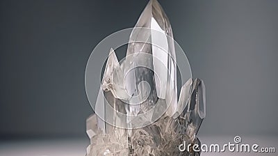 Big natural double quartz crystal isolated on white. Generative ai Stock Photo