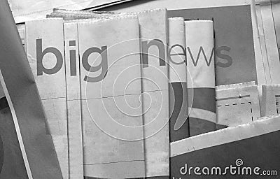 Big news black and white background Stock Photo