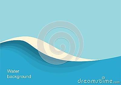 Big ocean waves seascape. Vector blue background with sea wave and sky Stock Photo