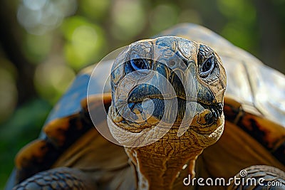 Big old beautiful turtle in natural conditions. The image is generated with the use of an AI. Stock Photo