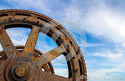 Big and Old Machinery Gears Stock Photo