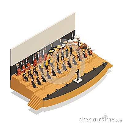 Orchestra Isometric Composition Vector Illustration