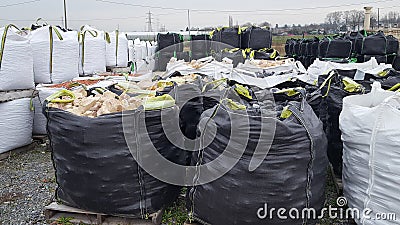 Big Pack bags for debris of gravel Stock Photo