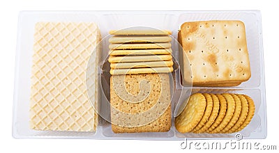 Big pack of different crackers Stock Photo