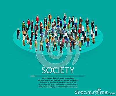 Big people crowd in circle. Society concept. Vector Illustration